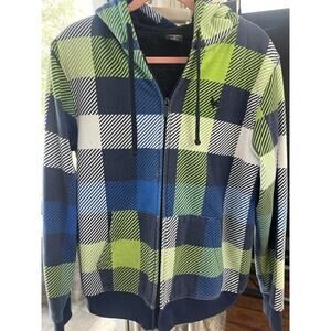 Vintage 90s Y2K Grunge Baggy Plaid Zoo York Sherpa Zip Hoodie Jacket Mens Size M